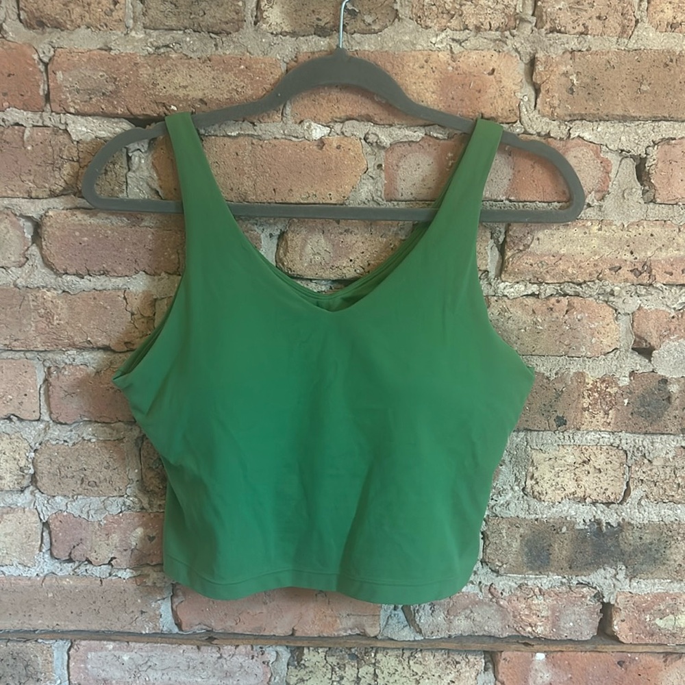 Transcend V Neck Crop Bra Baja Green